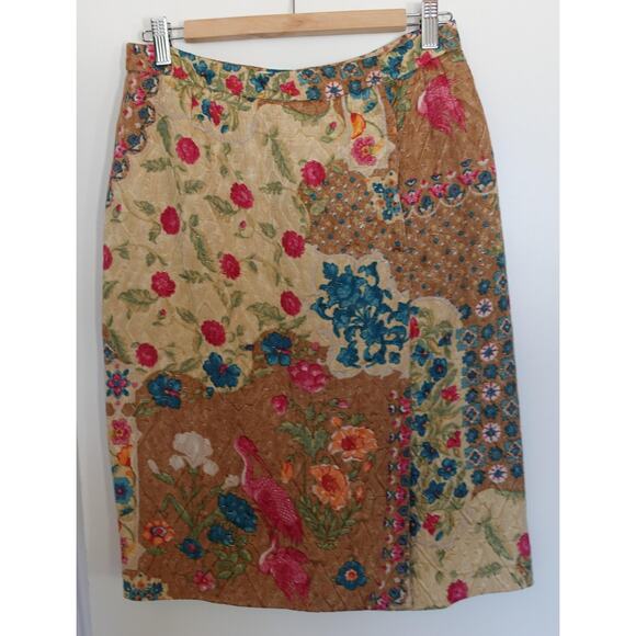 Vintage Valentino Jacket Skirt Suit 8 Silk Jacquard Patchwork Floral Italy Retro - Picture 11 of 15